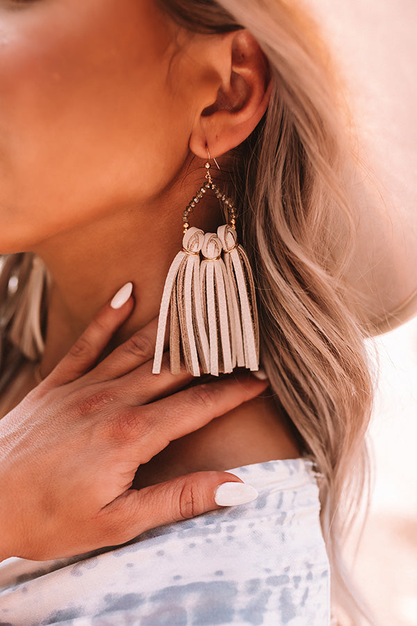 The Laguna Short Tassel Earrings in Smokey Quartz