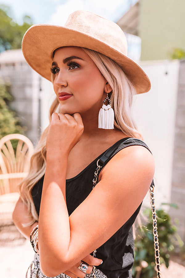 The Havana Tassel Earrings in White