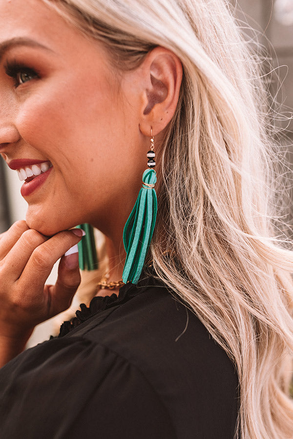 The Harper Tassel Earrings in Seafoam