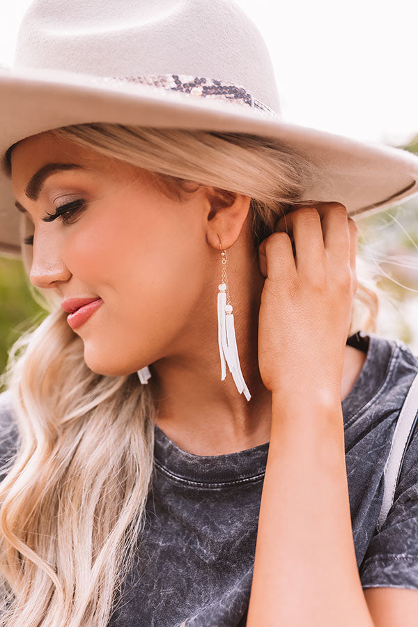 The York Leather Earrings in White
