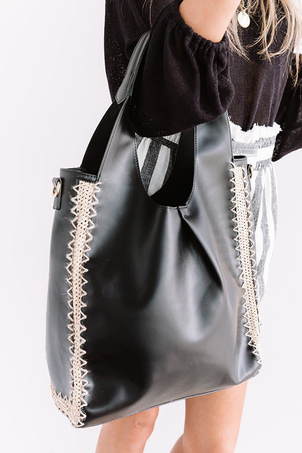 Cambridge Kisses Faux Leather Tote In Black