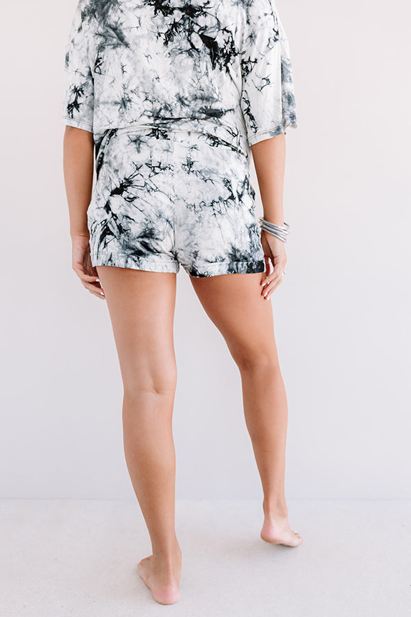 Lounging In Bliss Tie Dye Shorts in Grey