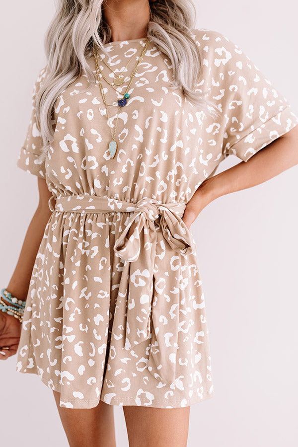 Sincerely Chic Leopard Romper in Iced Latte
