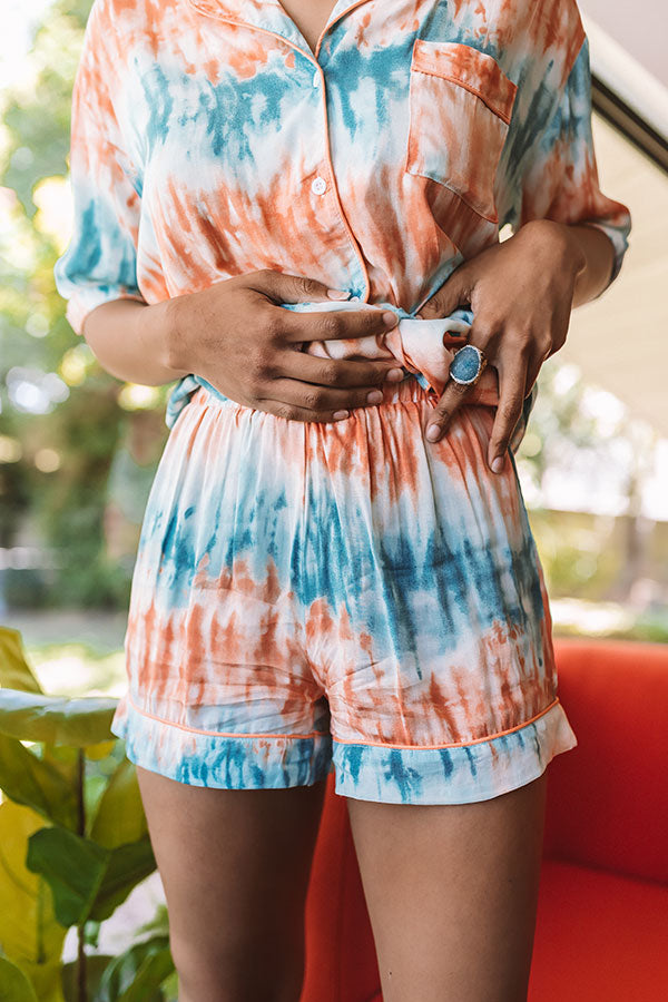 Morning Sunrise Tie Dye Shorts In Orange