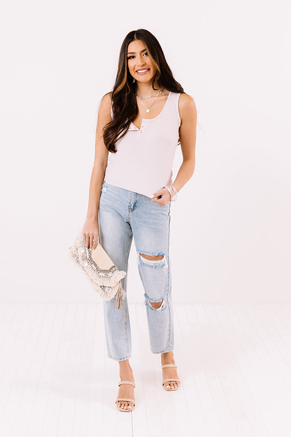 Simply Thriving Waffle Knit Top In Light Blush