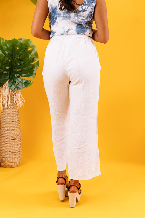 The Rio High Waist Linen Pants In White