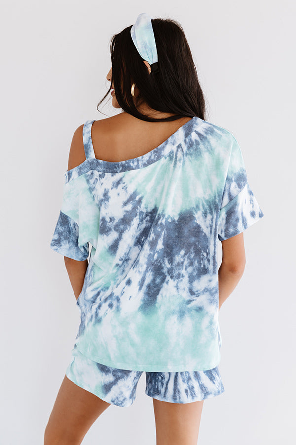 Go Getter Tie Dye Shift Top In Aqua