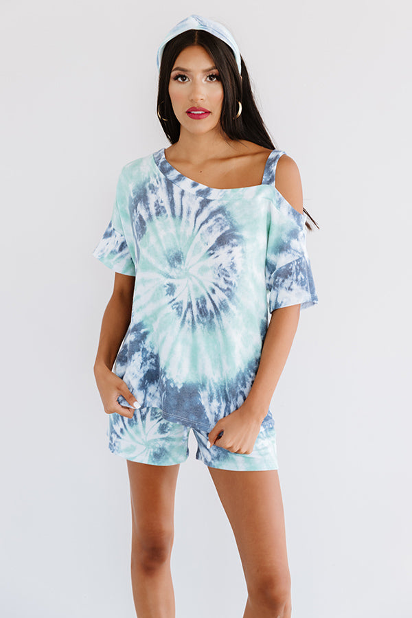 Go Getter Tie Dye Shift Top In Aqua