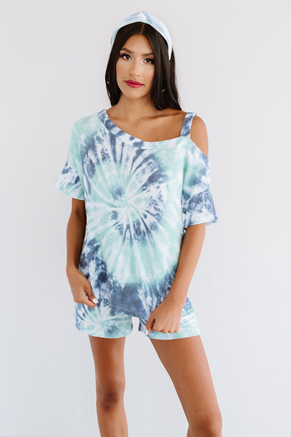 Go Getter Tie Dye Shift Top In Aqua