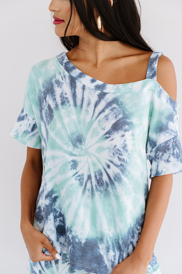 Go Getter Tie Dye Shift Top In Aqua