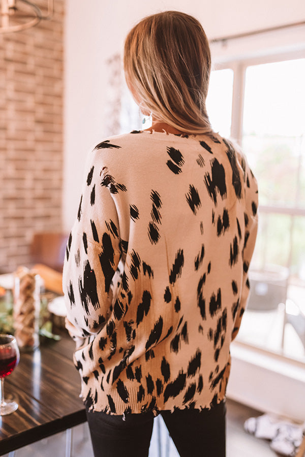 Honey Love Leopard Distressed Sweater