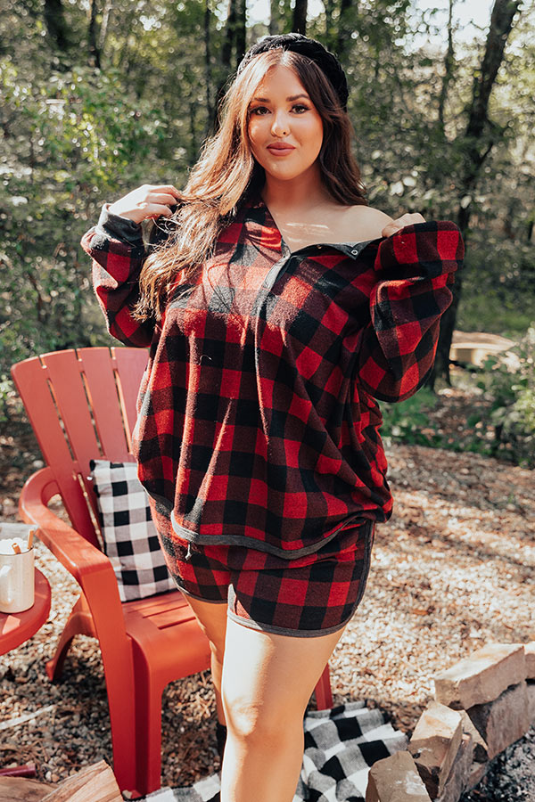 Campfire Cozies Buffalo Check Shorts Curves