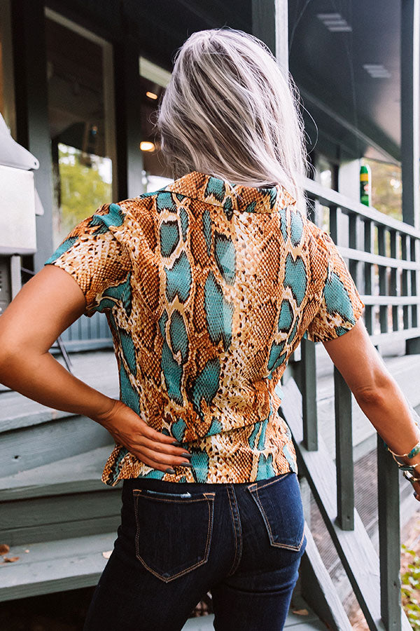 Radiant Reveal Snake Print Button Up Top