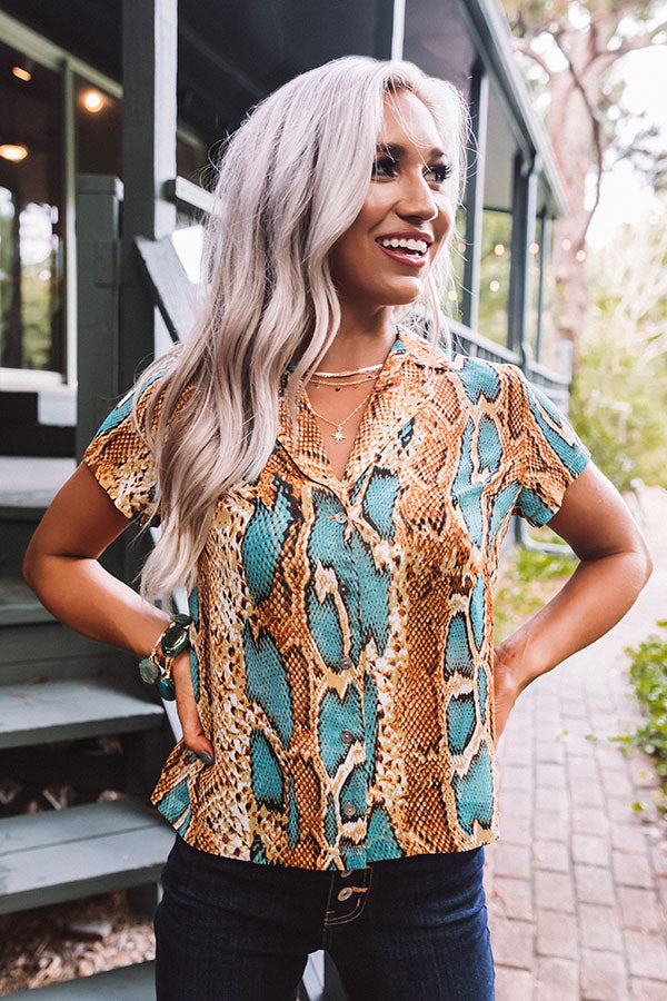 Radiant Reveal Snake Print Button Up Top