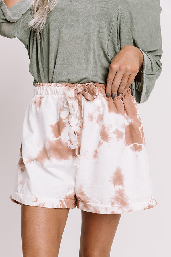 Good To Be Home Tie Dye Shorts In Rustic Rose