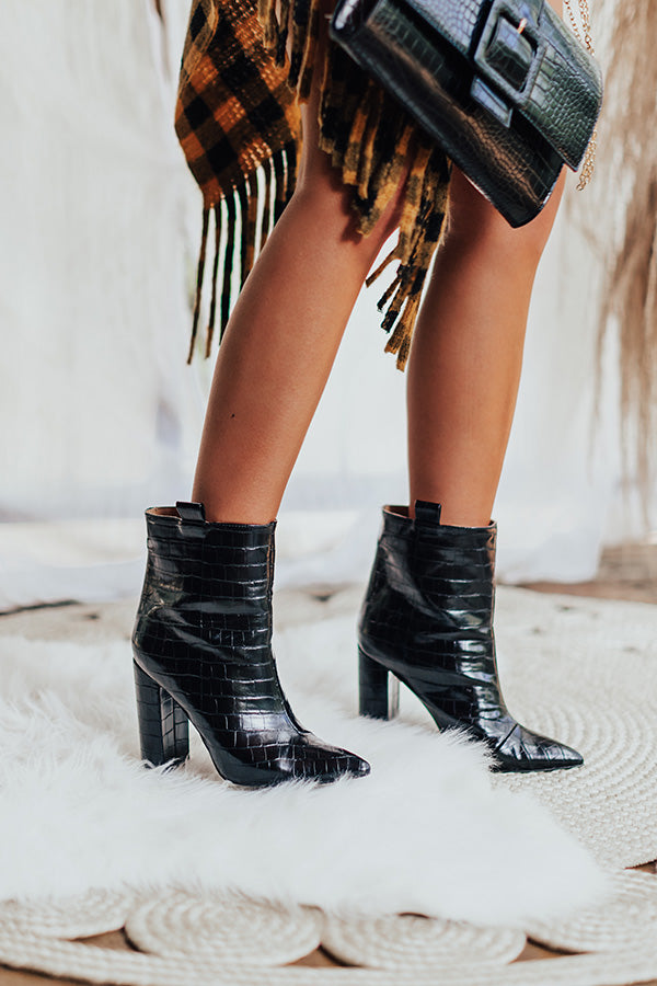 The Charlee Faux Leather Ankle Bootie In Black