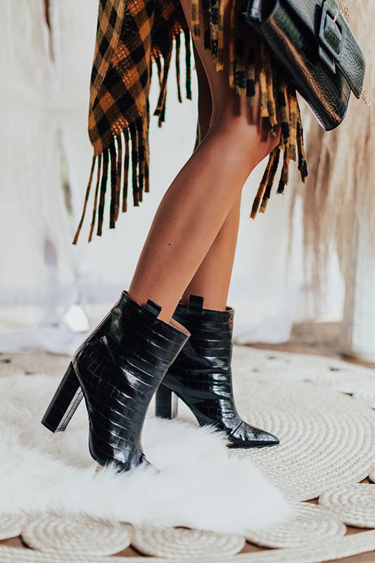 The Charlee Faux Leather Ankle Bootie In Black