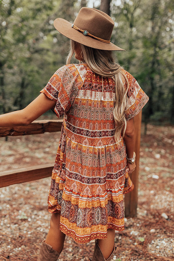 Autumn Instincts Shift Dress In Rust
