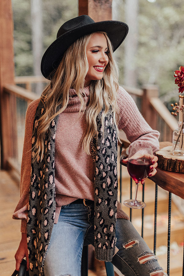 Town Square Leopard Scarf In Dark Grey