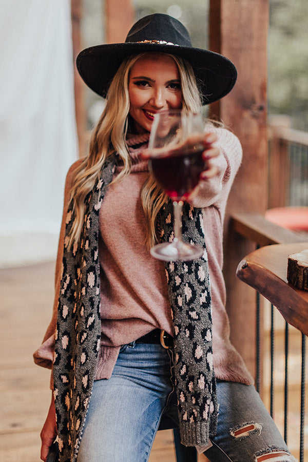 Town Square Leopard Scarf In Dark Grey