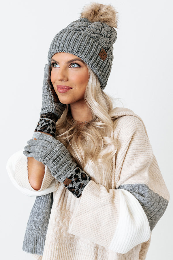 Fall Hike Faux Fur Pom Beanie in Dark Grey