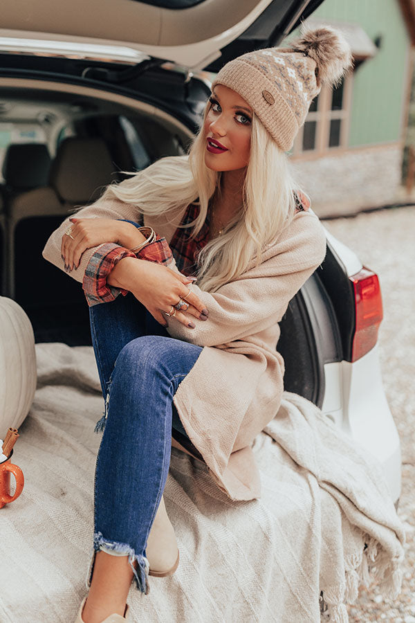 Colorado Cutie Faux Fur Pom Beanie in Iced Latte