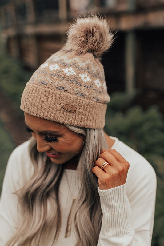Colorado Cutie Faux Fur Pom Beanie in Iced Latte