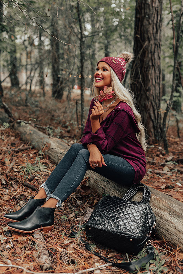 Colorado Cutie Faux Fur Pom Beanie in Maroon
