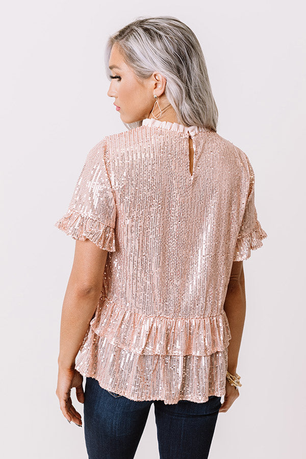 Counting Down To Kisses Sequin Top In Pink
