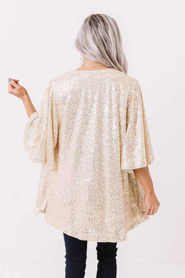 Brilliant Luster Sequin Cardigan In Gold