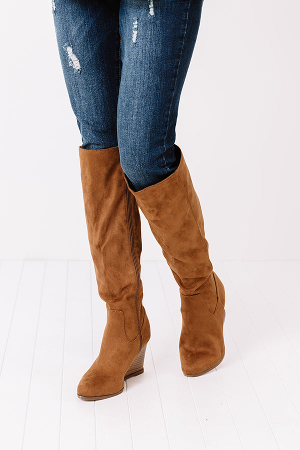 The Fawn Faux Suede Knee High Boot In Brown