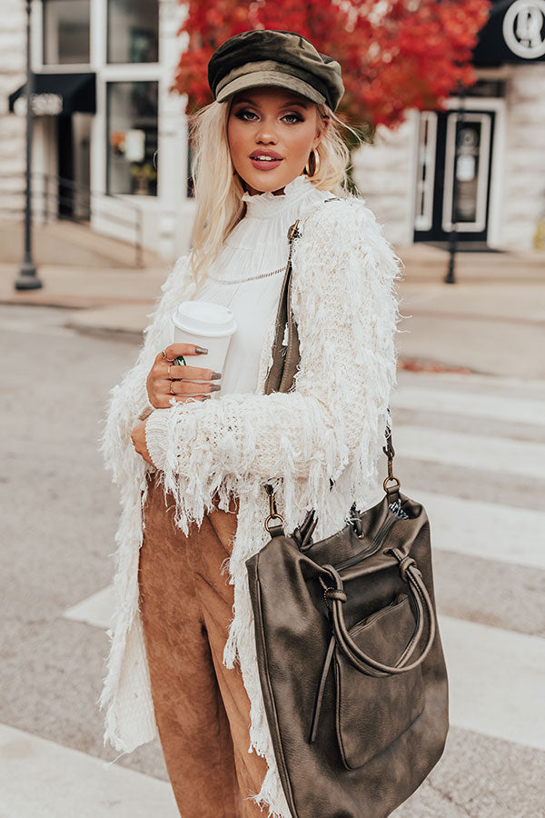 So French Fringe Cardigan in Ivory