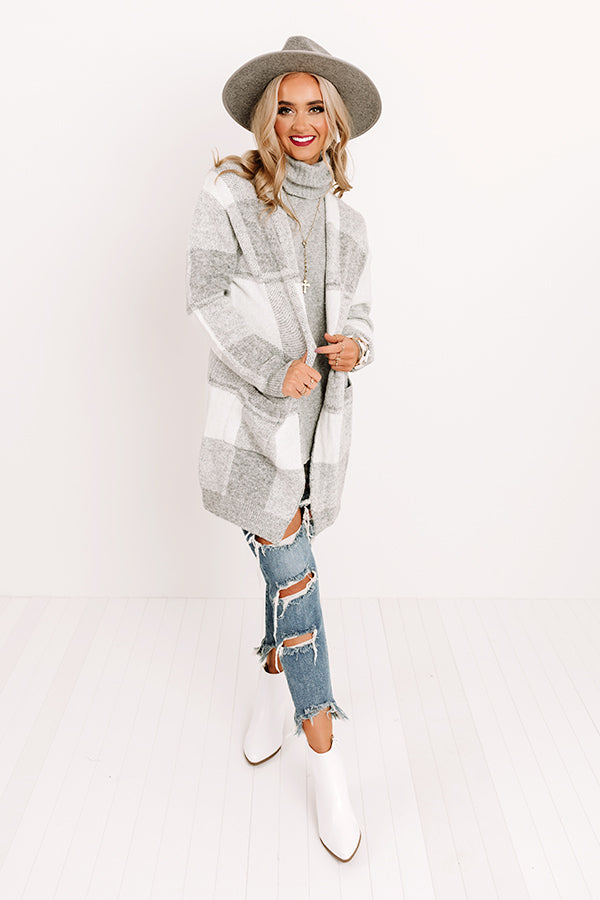Wrapped In Cozy Buffalo Check Cardigan