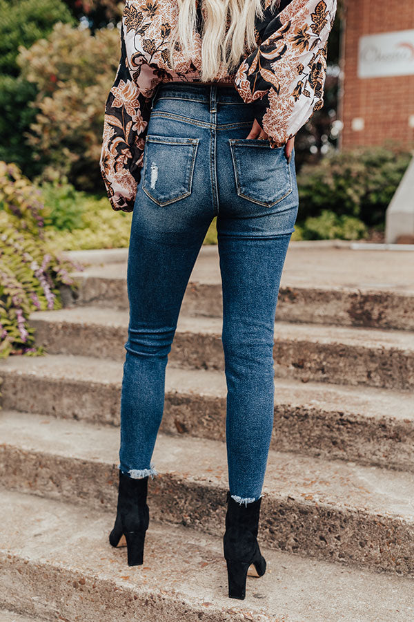 KanCan The Ella High Waist Distressed Ankle Skinny in Dark Wash