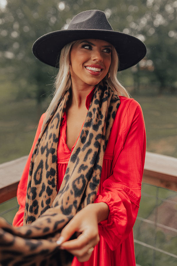 Infinitely Cozy Leopard Scarf in Camel