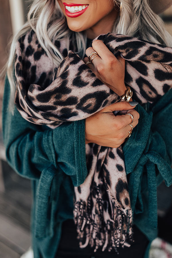 Infinitely Cozy Leopard Scarf in Taupe