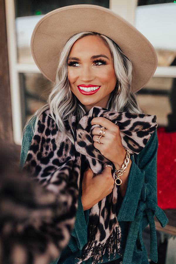 Infinitely Cozy Leopard Scarf in Taupe