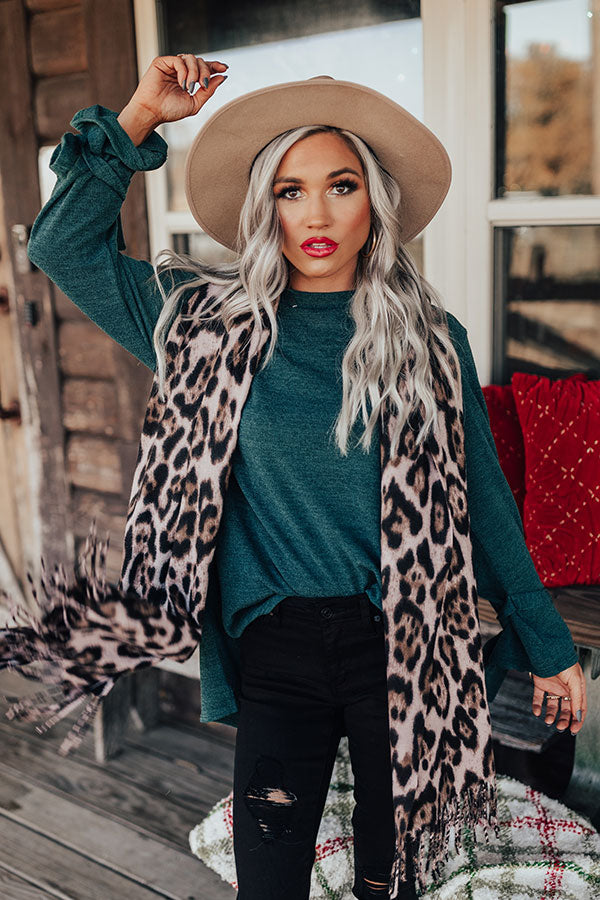 Infinitely Cozy Leopard Scarf in Taupe