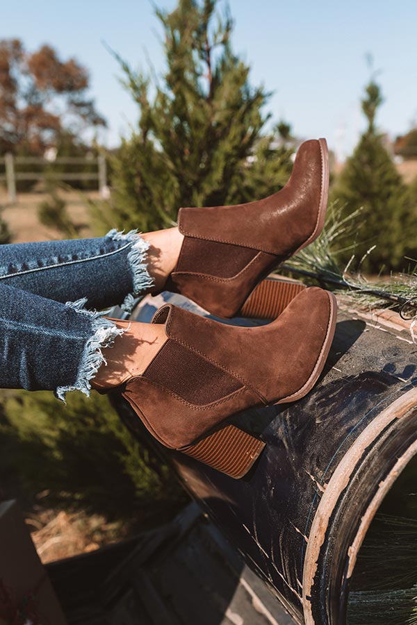 The Ollie Faux Suede Bootie In Chestnut
