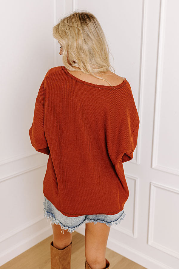 Sweet Music Ribbed Shift Top in Rust