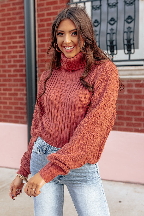 Most Likely to Cuddle Knit Sweater in Rust