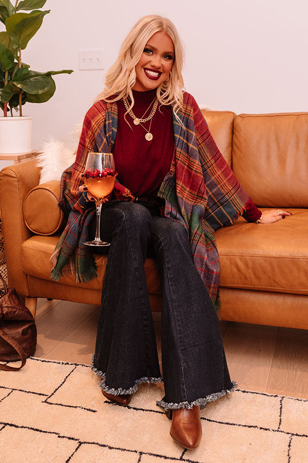 Off The Charts Plaid Poncho