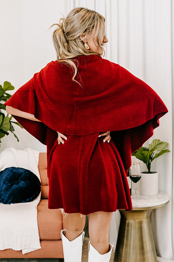 Chic In The Moment Poncho In Red