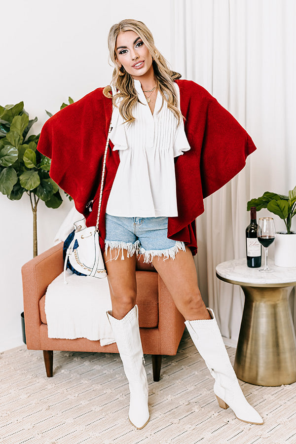Chic In The Moment Poncho In Red