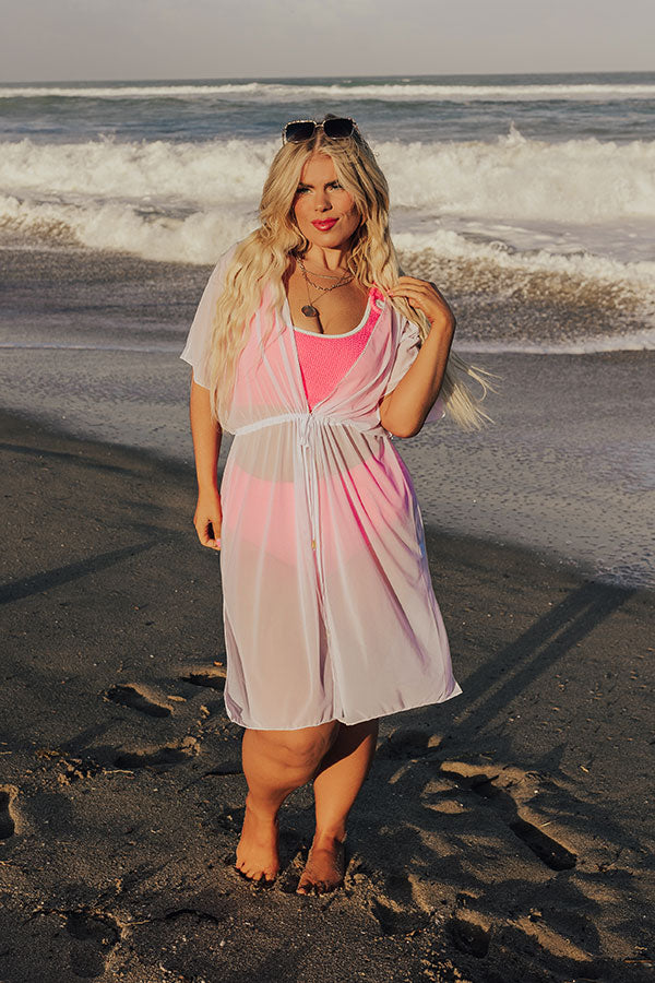 See You Poolside Mesh Cover Up in White Curves