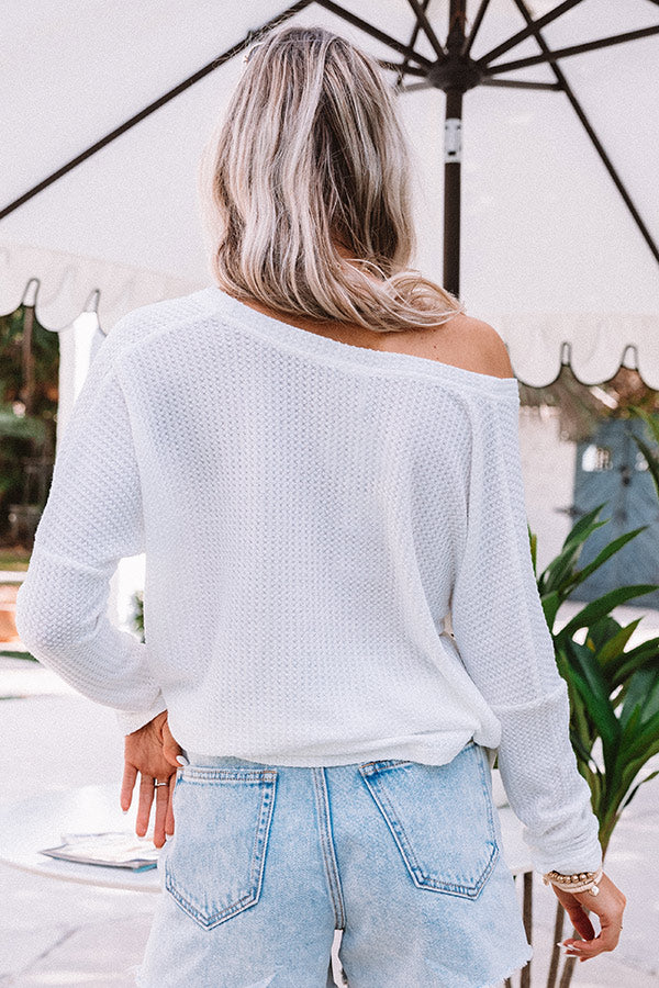 Wave Of Calm Waffle Knit Top in White