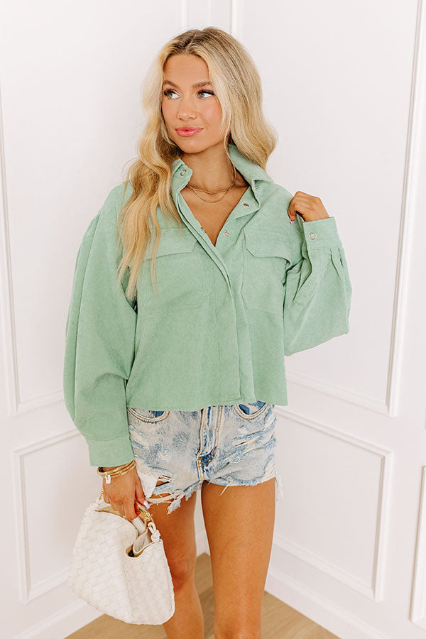 Creative Idea Corduroy Top in Pear