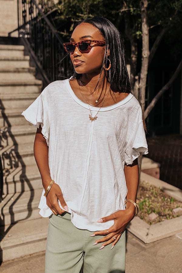 Saturday Stroll Shift Tee In White