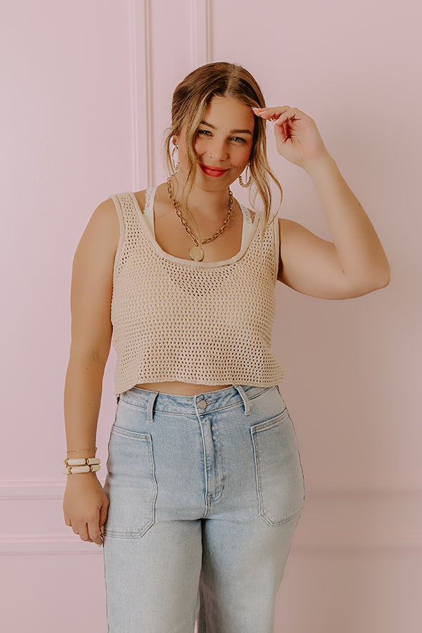 Beach Daydream Knit Crop Top In Natural