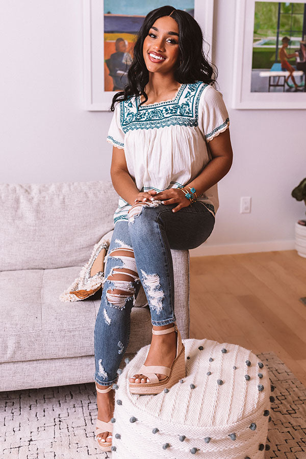Myrtle Beach Embroidered Top